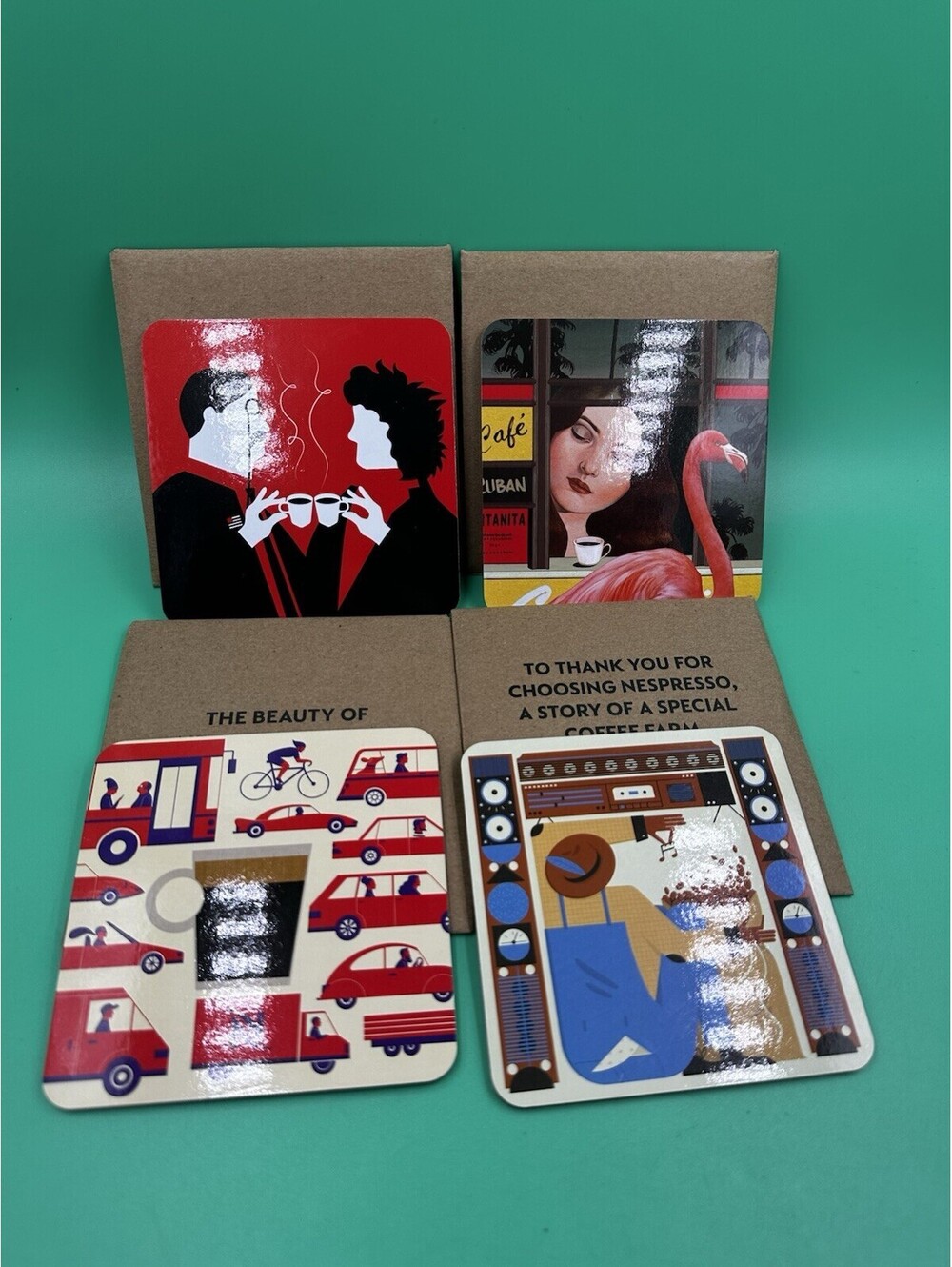 New Lot Of 4 Nespresso Coffee Limited Edition Designer Art Coasters